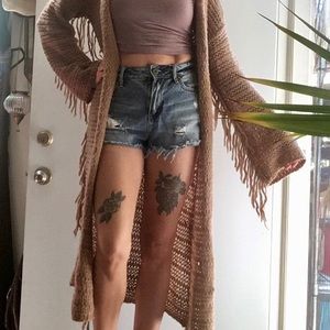 Sold on dePop - Fringed Duster Sweater